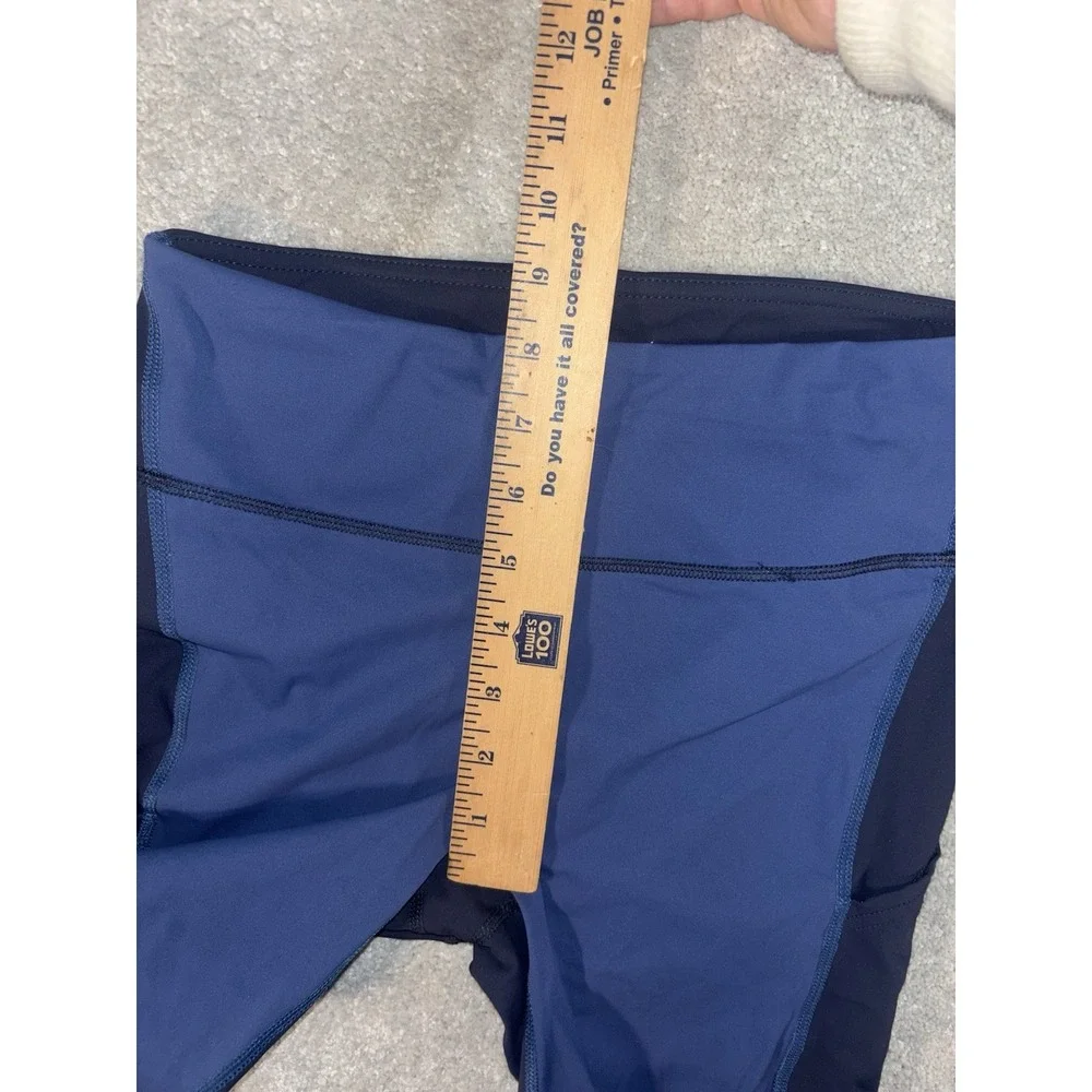 womens outdoor voices blue color‎ block leggings pockets drawstring Small